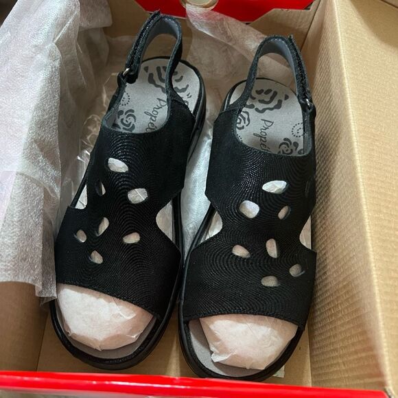 NWT PROPET Gabbie Black Size 6X(2E) Sandals Slingback Extra Cushioned Open Toe - Picture 7 of 12